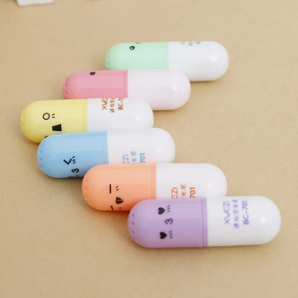6 шт/лот мини Капсула в форме таблеток маркер витамин таблетки маркер для выделения Graffi цветные ручки канцелярские товары офисные школьные принадлежности