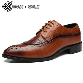 

Pointed Toe Brogue Shoes for Men Dress Shoes Luxury Brand Men Leather Formal Business Shoes Mens Wedding Party Brogue Shoes