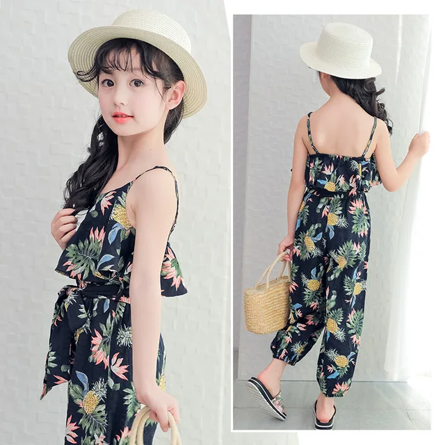 2017 Summer Bohemian Style Kids Girls Overalls Sleeveless Shoulder Straps Rompers Floral Loose Jumpsuit For Child 2017 Summer Bohemian Style Kids Girls Overalls Sleeveless Shoulder Straps Rompers Floral Loose Jumpsuit For Child