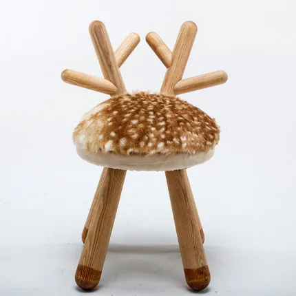 Качественный стул с оленем в скандинавском стиле из цельного дерева, детские подарки, скамейка, детский стул, домашняя табуретка для животных - Цвет: D