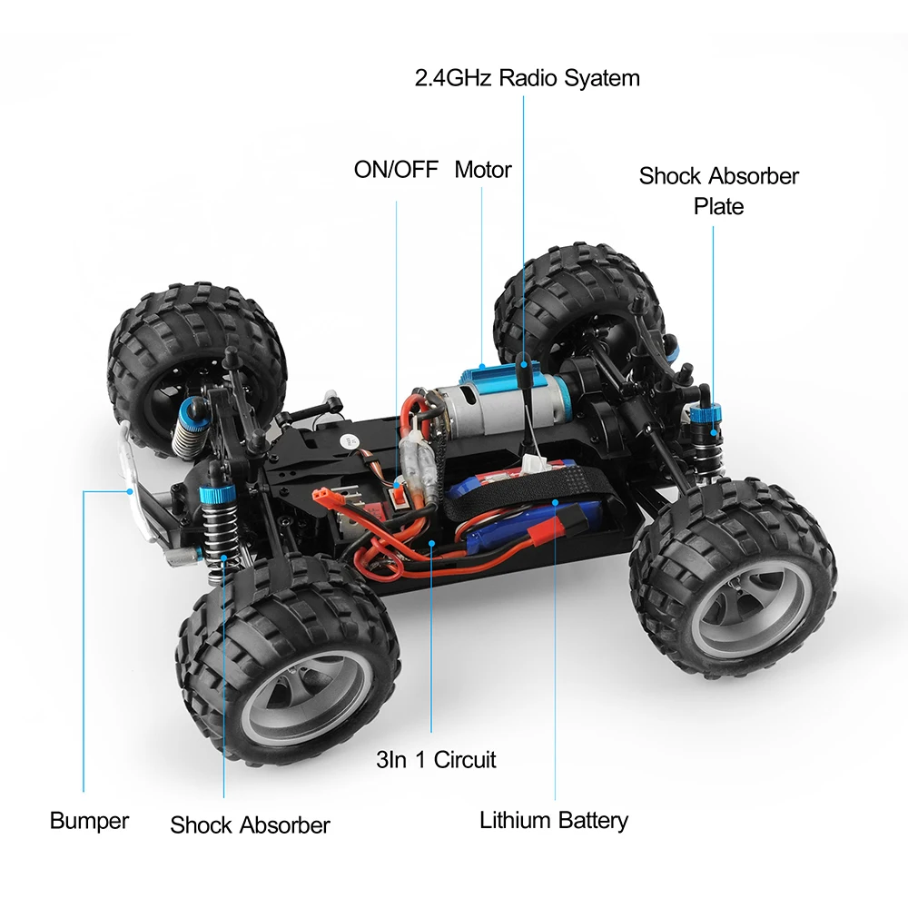 Радиоуправляемая машина Wltoys A979 1/18 2 4 GHz 4WD Monster RC гоночный автомобиль с