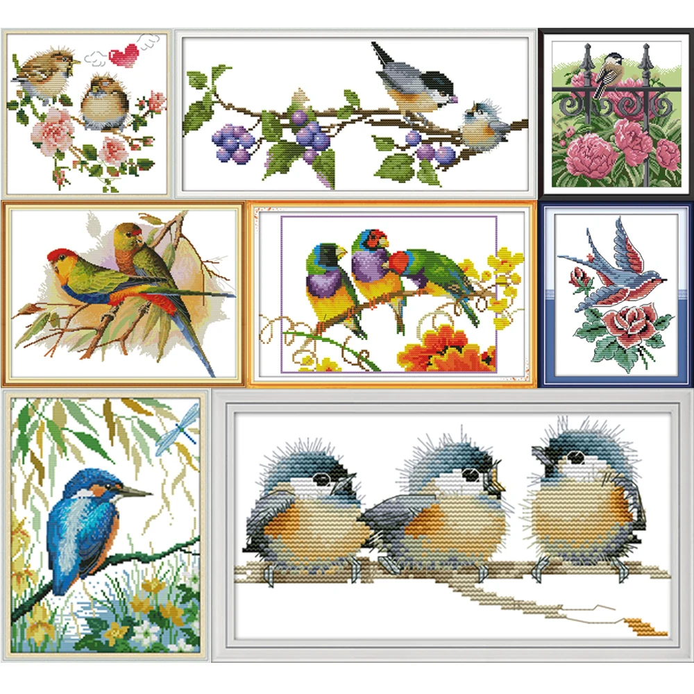 

NKF Lovely Birds Cross Stitch Kit 11CT 14CT Chinese Cross Stitch Pattern Embroidery Needlework Set for Child