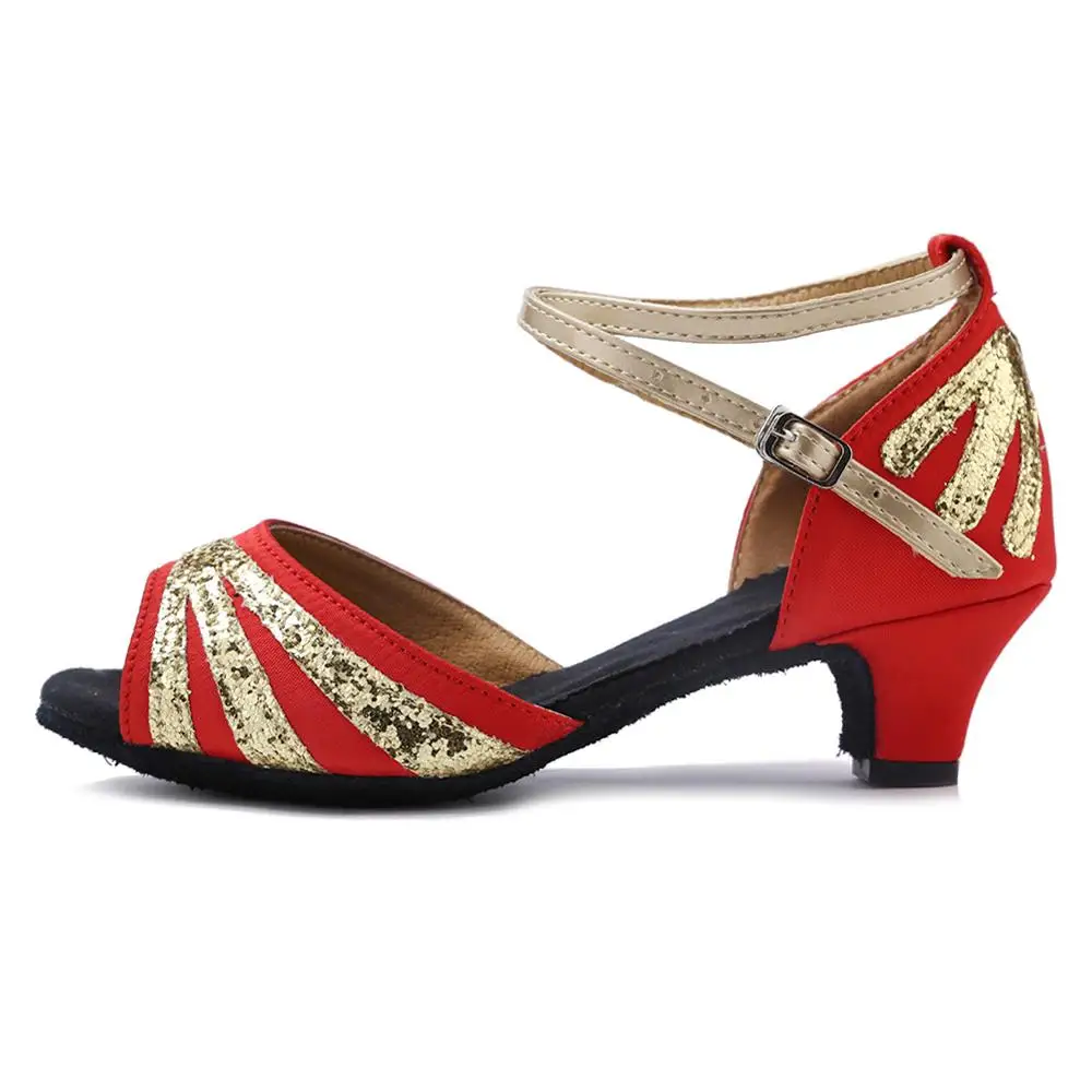 Бальные новые профессиональные латинские танцевальные туфли для детей/женщин/девочек/дам/детей Танго и сальса квадратный каблук домашние танцевальные туфли - Цвет: Red