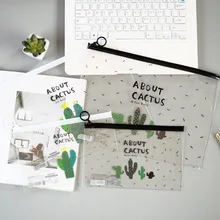 1 шт. Корея творческая канцтовары оптом зеленый квадрат карман кактус ПВХ край мешок A4 A5