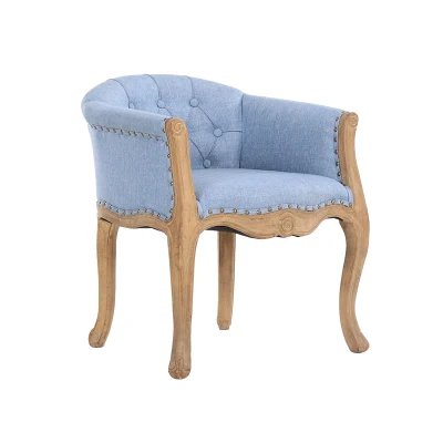 Европейский стиль стул для учебы американский кантри Ретро стиль твердой древесины простой обеденной стул кресло для отдыха - Цвет: grey blue fabric