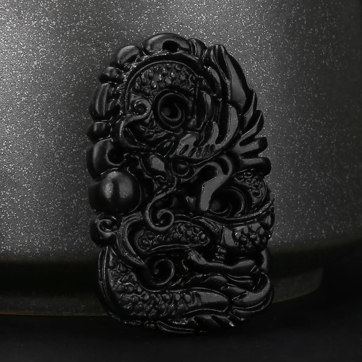 1pc New Chinese Natural Black Green Jade Carved Pendant Dragon Good Lucky Amulet Gift