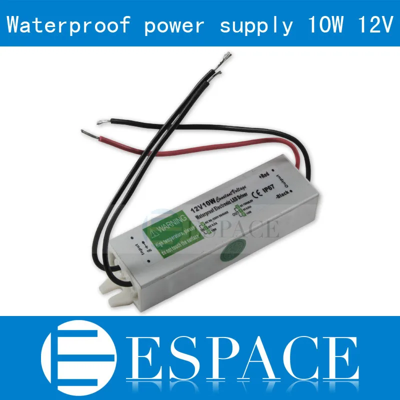 

100piece/lot IP67 12V 0.83A 10W AC100-240V Input Electronic Waterproof Led Power Supply/ Led driver 12V 10W free fedex