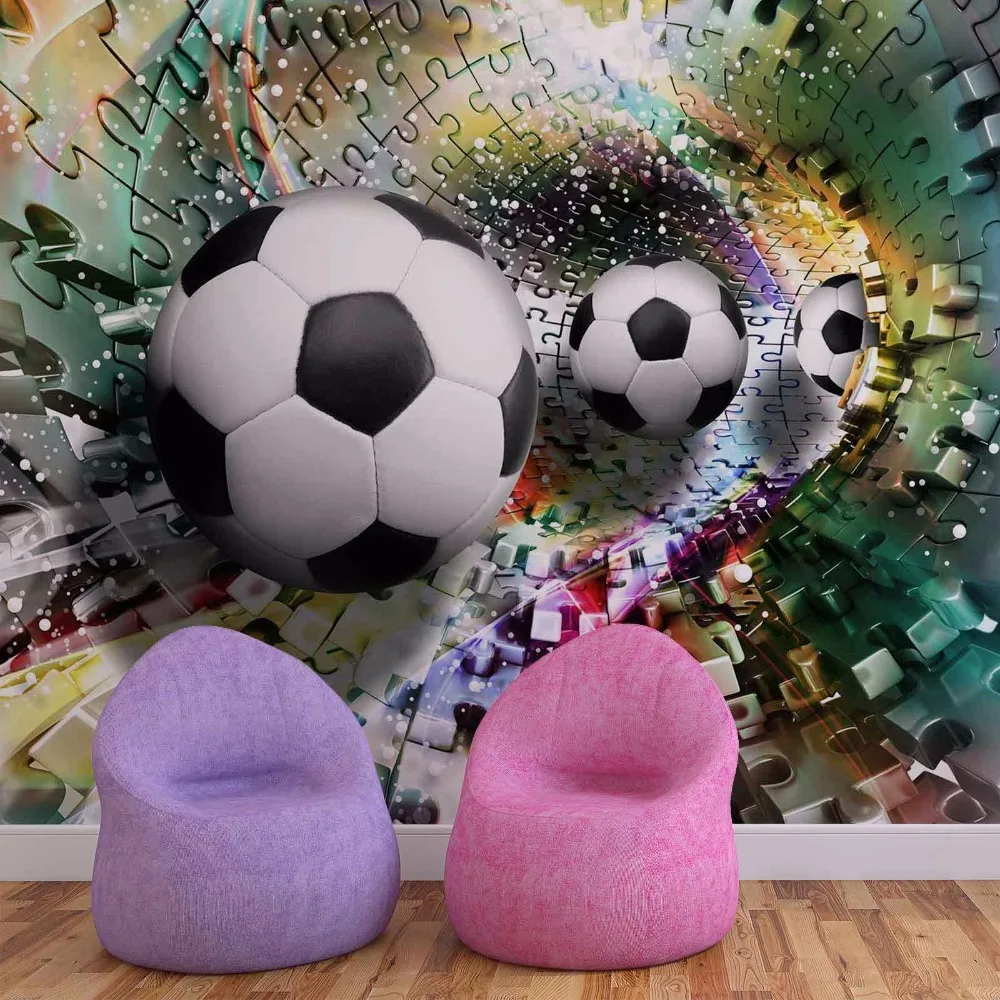 3D Kartun Sepak Bola Mulus Dinding Mural Besar Wallpaper Ruang Tamu