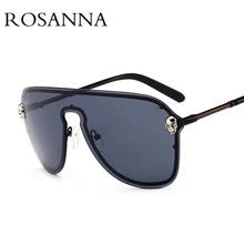 ROSANNA, новинка, негабаритные, без оправы, солнцезащитные очки для женщин, фирменный дизайн, Череп, оправа, солнцезащитные очки, металл, пилот, розовый, серый, градиент, Oclous, UV400