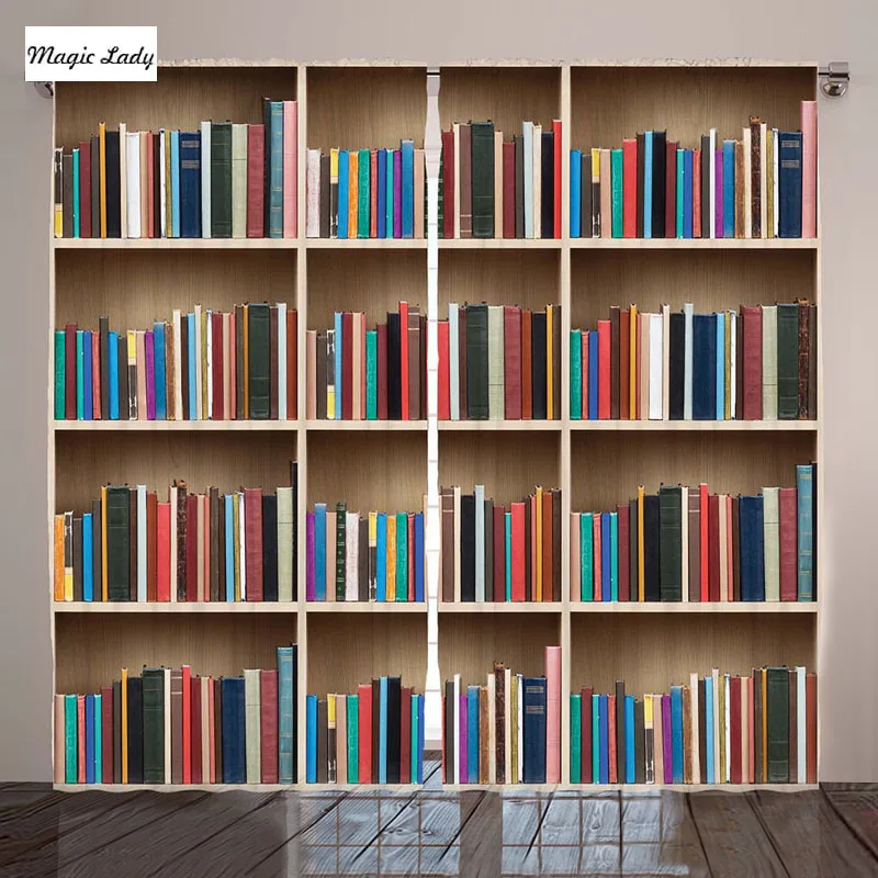 Classroom Home Decor Books Library Bookworm Bookshelf Image Curtain 2