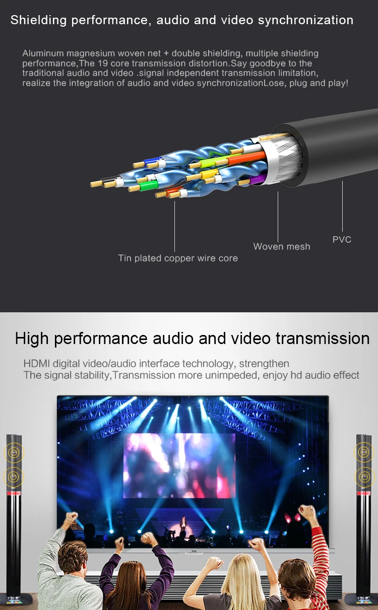 Kingone HDMI Cable Video Cables Gold Plated Male 1.4 1080P 3D Cable For Apple TV LCD PS3 PS4 Projector Computer HDMI 4K Adapter  (7)