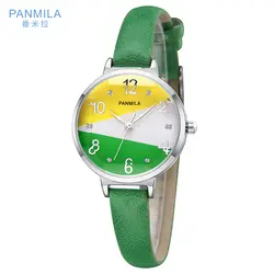 PANMILA Простые Модные женские часы Hodinky женские кварцевые часы водостойкий PU ремешок повседневные часы женские часы-браслет P0239