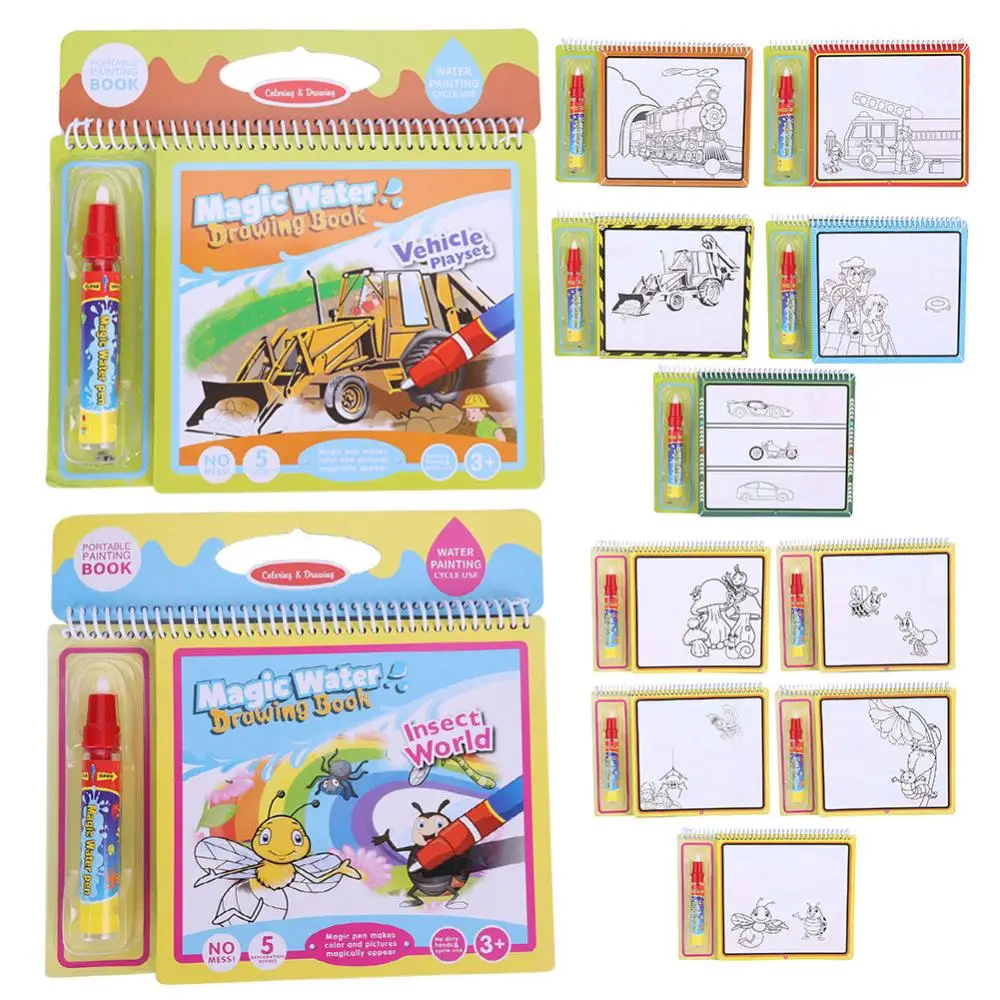 Download Reusable Magic Coloring Book With Water Drawing Pen 2018 Kids Children Painting Learning Early ...