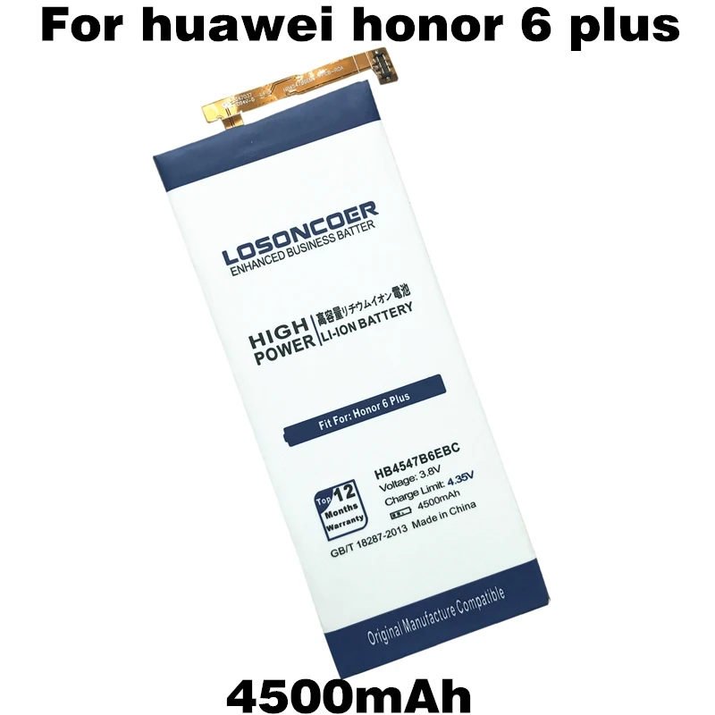 imágenes para HB4547B6EBC LOSONCOER 4500 mAh para Huawei Honor 6 Plus Batería PE-TL00M UL00 CL00 PE-TL20 Teléfono Recargable Li-ion imágenes para HB4547B6EBC LOSONCOER 4500 mAh para Huawei Honor 6 Plus Batería PE-TL00M UL00 CL00 PE-TL20 Teléfono Recargable Li-ion