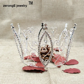 

zerongE jewelry pageant brilliant crystal dangling full circle round tiara crown lady wedding bride tiara crown