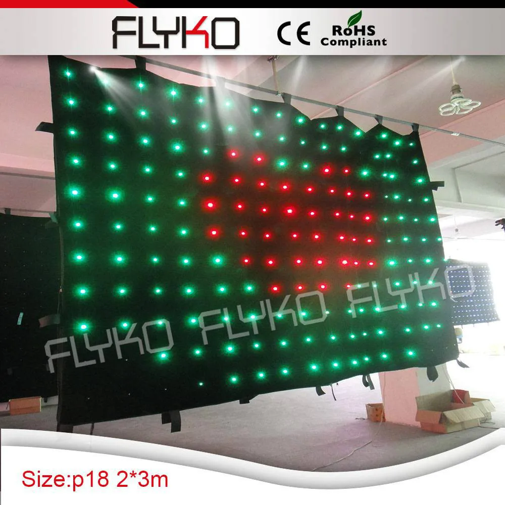 

Free shipping 2x3m stage effect sd or pc controller black cloth led stage backdrop led video curtain