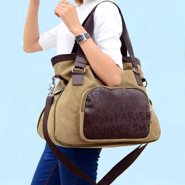 2018 ocasionales bolso grandes hombro Bolsas mano mujeres lona rqr06