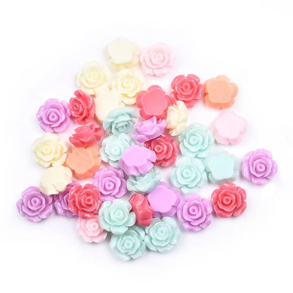 

Home Holiday Decoration Resin Cobochon Scrapbook 100/200Pcs Mixed Flower Flatback Cabochon Scrapbook Fit Phone Embellishment11mm