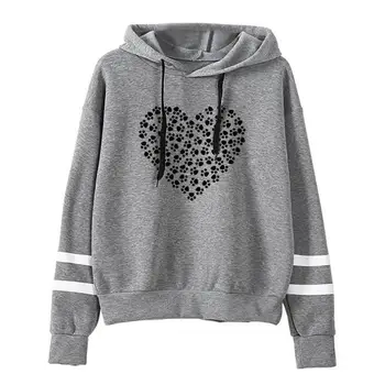 

2019 Womens New Print Long Sleeve Hooded Solid Pullover Casual Tops Women's New Sweatshirt