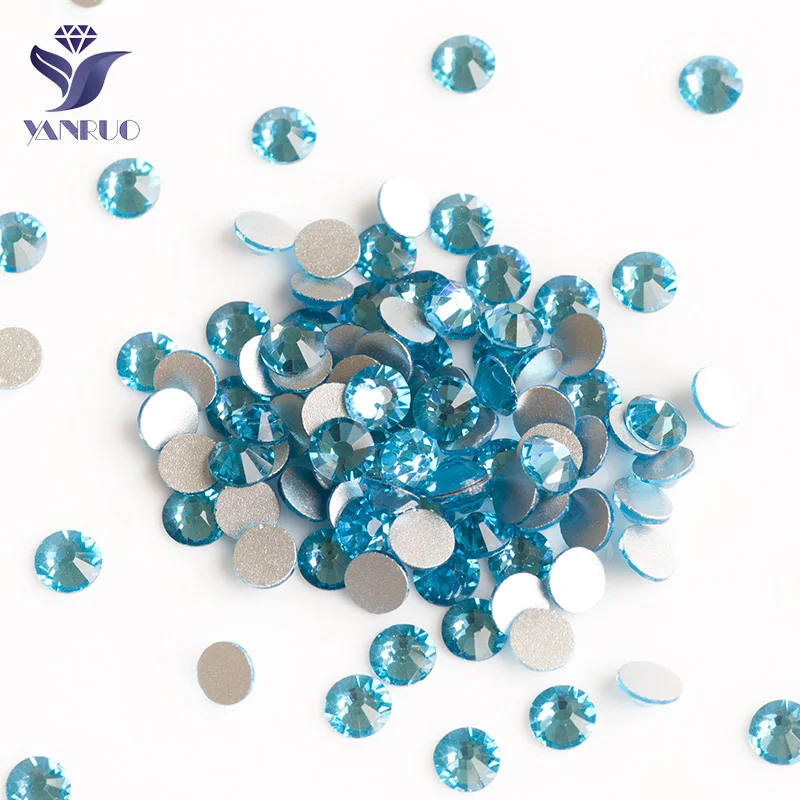 

YANRUO SS30-SS34 Aquamarine Rhinestones Non Hot Fix Strass Crystal Glass Stones Nails Art Glue On Stone For Clothes