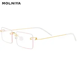 Безвинтовое очки по назначению очки женские, мужские 2019 Новый Rimless квадратных Близорукость оптических корейский Титан очки с оправой из