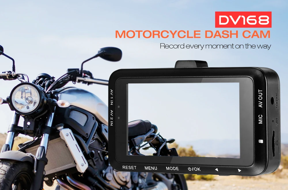 

DV168 Motorcycle Dash Cam 1080P HD G-sensor Dual Camera Loop Record Driving Recorder Parking Monitor with Front and Rear Camera