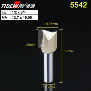 Tideway 1/" 1/2" хвостовик 2 флейты прямой бит Деревообрабатывающие инструменты фреза для дерева, карбида вольфрама Концевая фреза