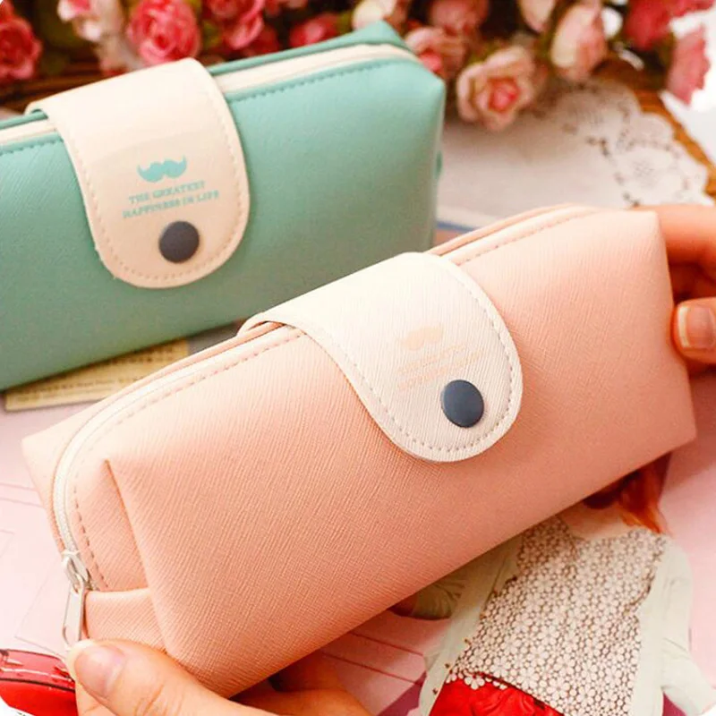 

1pcs Big Volume PU School Kids Pen Pencil Bag Gift Pendant School Office Supplies Student Stationery Christmas Gift Free Shippin