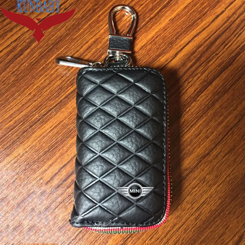 

KUNBABY Top Genuine Leather Bag Car Key Case Cover Wallets Fashion Women Housekeeper Holders Carteira For Mini Cooper