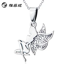 S925 pure silver plating platinum necklace female contracted angel pendant the accessories wholesale supply of goods s925 filaments shaolan craft silver inlaid huang yusui pendant in front of blessing silver supply