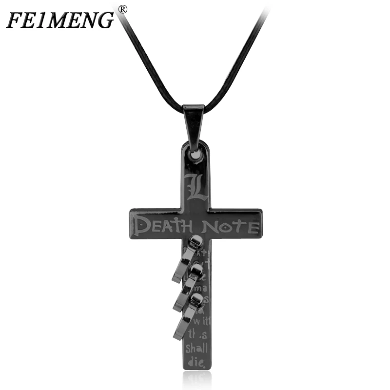 

Popular Anime Death Note necklace Cross Pendant Cosplay Accessories fashion movie Jewelry Black Gold Metal pendant for men