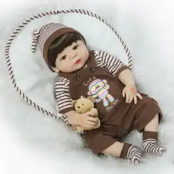 Bebe куклы reborn 23 "полный силиконовые мальчик тела reborn Живой куклы 55 см с плюшевые куклы для девочек подарок menino boneca игрушки