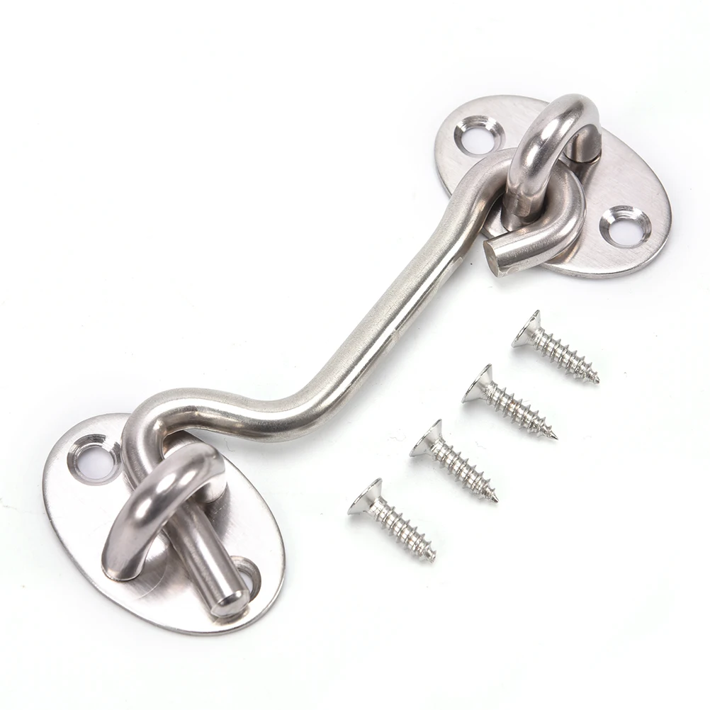 1 x Cabin Hook 4 x Screws Stainless Steel Cabin Hook And Eye Latch Lock