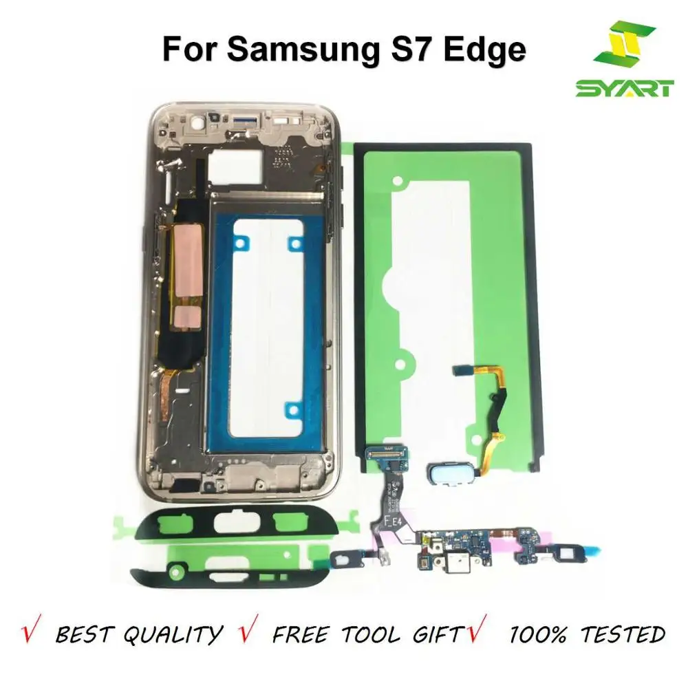

Middle Frame Metal Mid Plate Housing Bezel + Home Button Flex + Charging Dock Flex For Samsung Galaxy S7 S7 edge G930F G935F