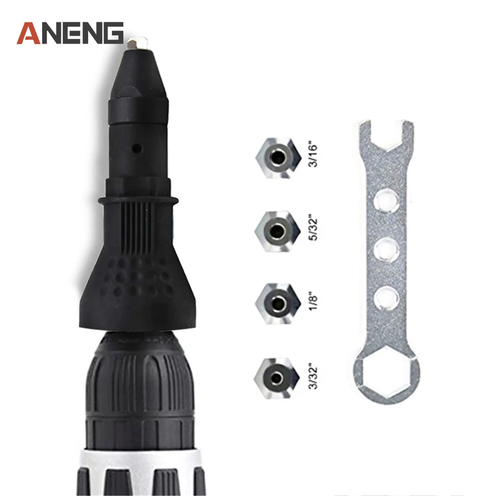 Electric Rivet Nut Gun Riveting Tool Cordless Riveting Drill Adapter Insert Nut Tool Riveting Drill Adapter Black/Blue Color