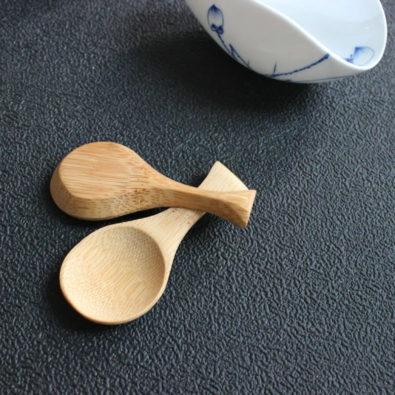 Bamboo short handle mini tea spoon 9.2*4.3cm practical multifunction