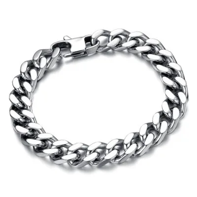 USENSET Шарм титановая сталь ювелирные изделия Большой мужской браслет из нержавеющей стали ожерелье шлифовка со всех сторон 14 мм серебро