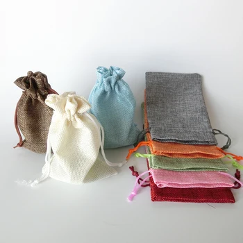 

10 Pcs/Pack Vintage Linen Drawstring Gift Bags Sacks Wedding Birthday Party Christmas Candy Box Baby Shower Gift Bags Supplies