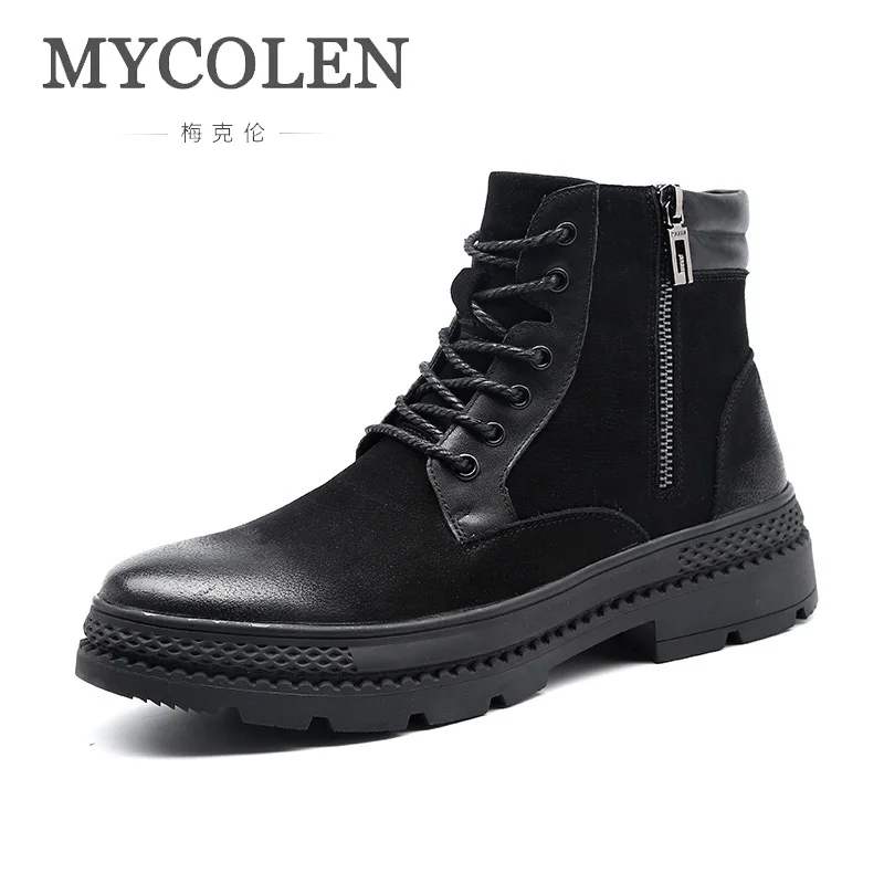 

MYCOLEN Winter Martin Boots Warm Shoes Leather England Casual Cotton Boots High Snow Shoes Shorts Tide Boots Laarzen Dames
