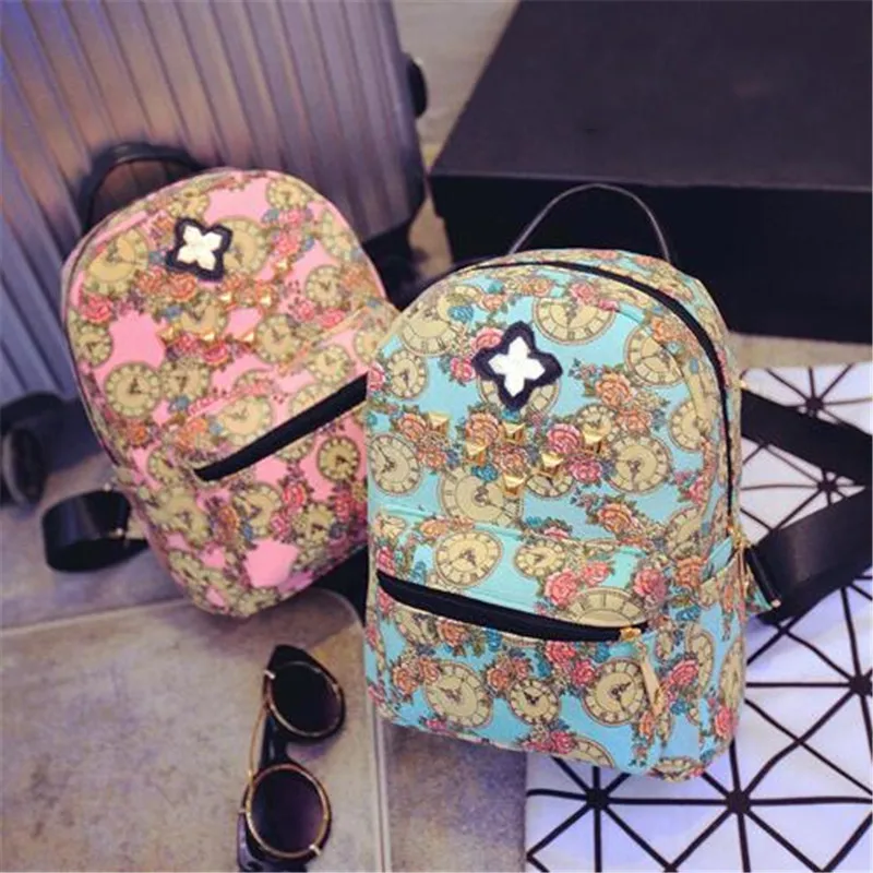 

Wholesale New Arrival 2019 Fashion Canvas backpacks Cost-effective backpack for women Floral Print travel bag mochila on Sale