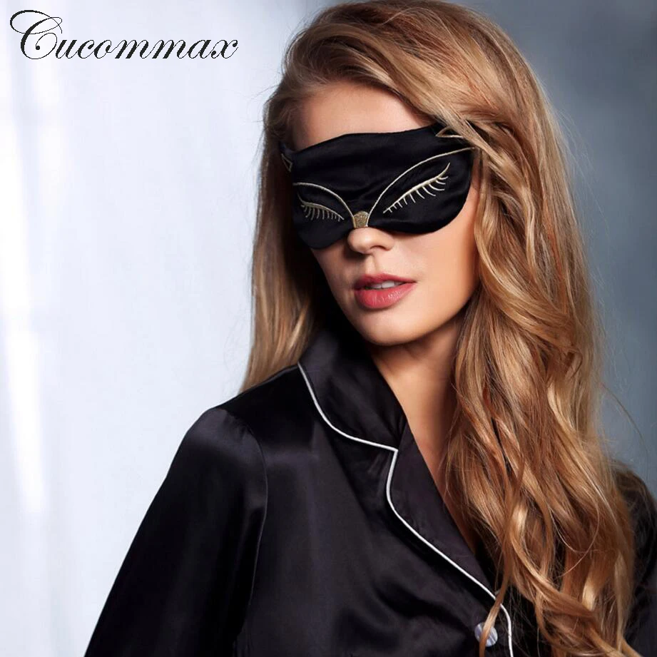 Duplex 100 Natural Silk Sleeping Eye Mask Sexy Fox Eye Shade