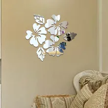 Наклейка на стену с цветочным узором, домашний декор, 3D Наклейка на стену, искусство, сделай сам, Зеркальная Наклейка на стену, s, украшение для гостиной, серебро/золото, jan3