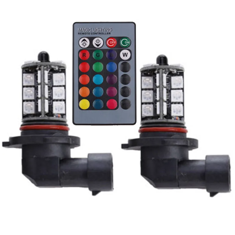 

NEW Quality goods 2PCS 27SMD multi-color RGB 5050 H11 H8 H7 9006 9005 LED Replacement fog lights reversing lights with remote