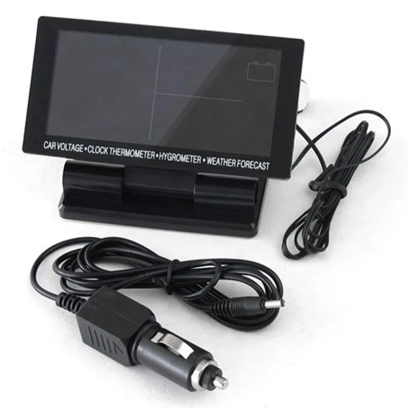 4 в 1 цифровой автомобильный термометр-гигрометр Dc 12 В ЖК-дисплей для автомобиля, часы для измерения напряжения и погоды, измеритель температуры и влажности Ec60