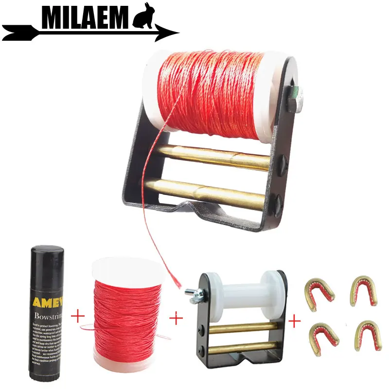 1Set Archery Bow String Material + Bowstrings Serving Tool + Bow String Wax+Copper Buckle