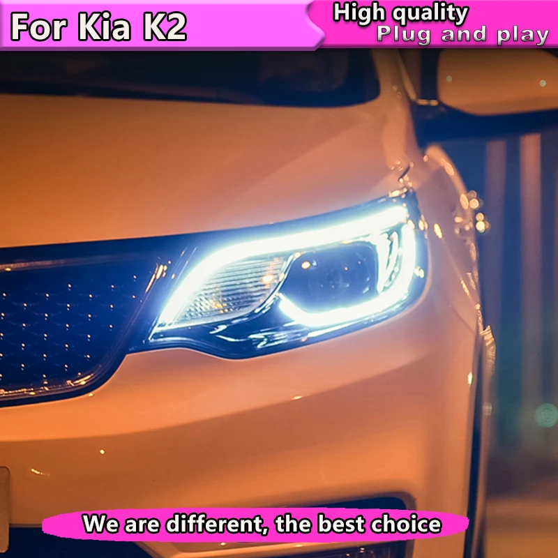 Фары для стайлинга автомобиля новой Kia K2 Rio 2015 2016 2017 2018 светодиодный ная фара DRL Bi