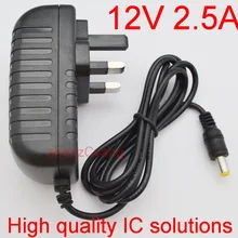 Высокое качество 50 шт. 12 В 2.5A/2500mA 30 Вт светодиодный адаптер питания Великобритания штекер для SMD светодиодный свет DC штекер 5,5 мм x 2,1 мм-2,5 мм
