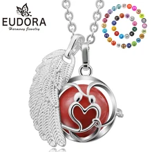 Eudora 20 мм Гармония бола шар Серебряный медальон клетка кулон Ангел звонящий колокольчик шар звук мексиканский кулон бола Ожерелье Ювелирные изделия FK118N20