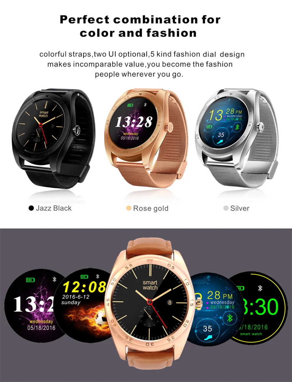 Новая мода монитор сердечного ритма Смарт часы Bluetooth 4,0 Smartwatch IOS Android часы с Шагомер трекер сна удаленного Камера