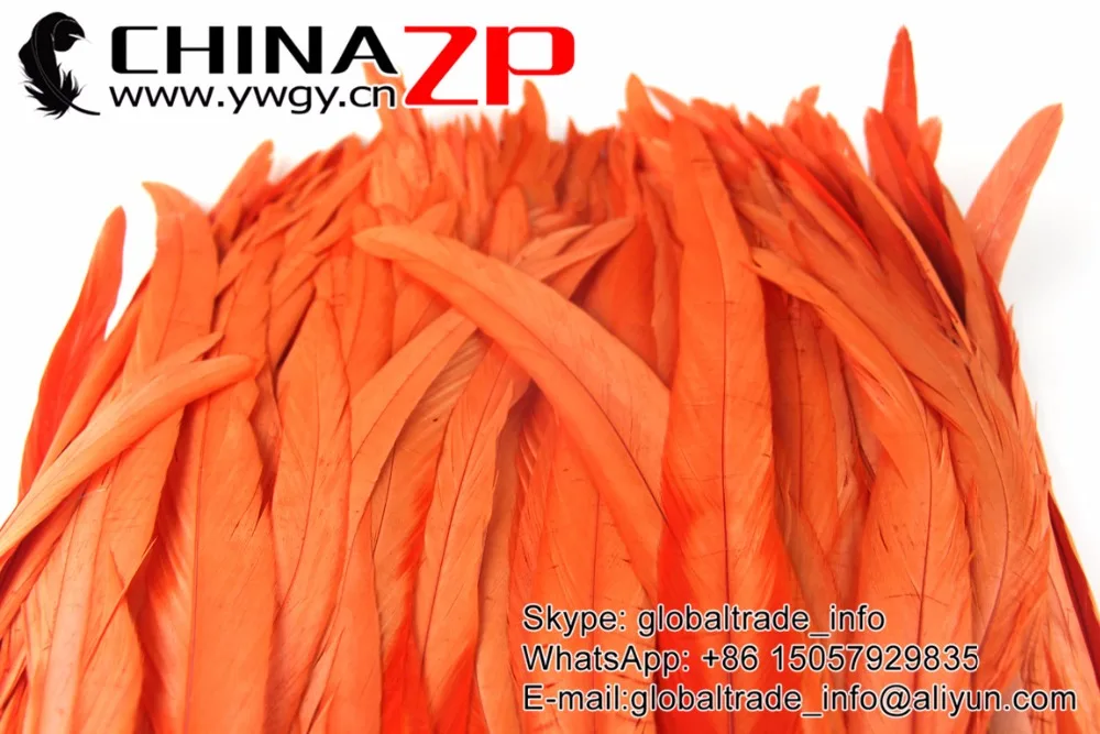 orange Rooster Tail Feather Fringe Trim (4)